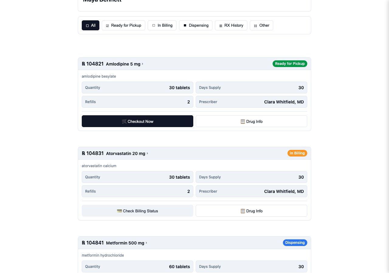 Robo-growth · Patient portal product screen with demonstration data